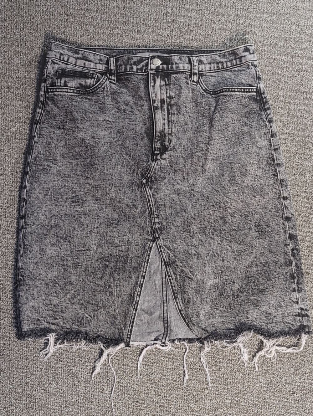 Joe's Jeans Leah High-Rise Distressed Denim Skirt Front Slit Acid Gray Size 32 - Picture 2 of 9